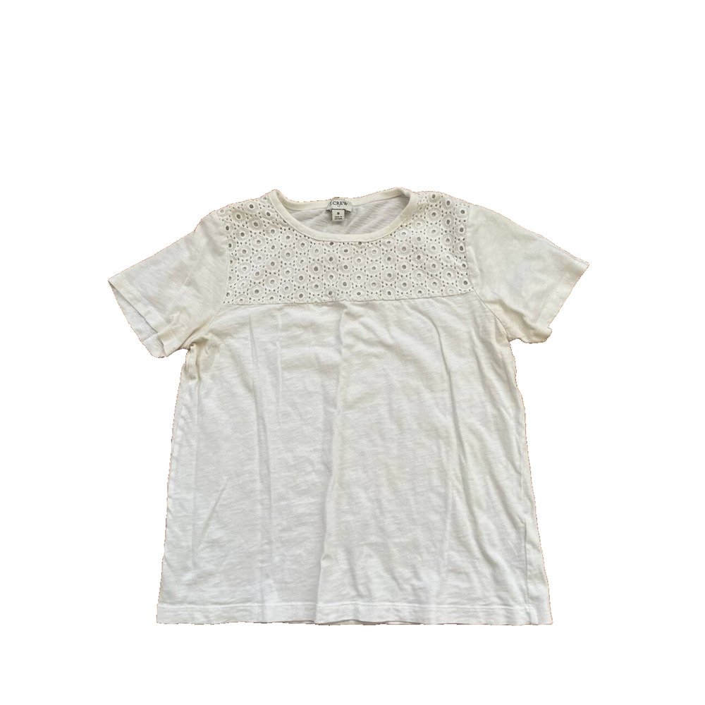 J. Crew White Eyelet Yoke T-Shirt Short Sleeve White Size S A000869 - Picture 3 of 9